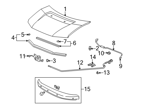 2006 Honda Element Hood & Components, Exterior Trim Lock Assembly, Hood Diagram for 74120-SCV-505