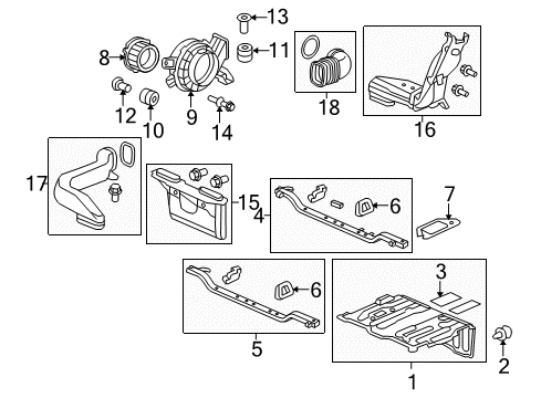 2010 Honda Insight Electrical Components Scroll, Cooling Fan Diagram for 1J830-RBJ-003