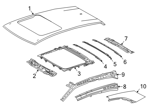 2022 Lexus UX250h Roof & Components Reinforce Sub-Assembly Diagram for 63107-76010