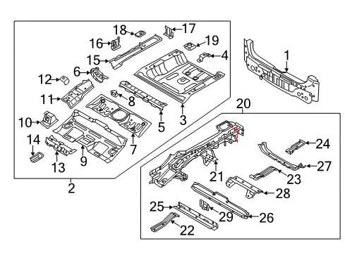 2017 Kia Niro Rear Body Panel, Floor & Rails Panel Assembly-Rear Floor Diagram for 65512G5000