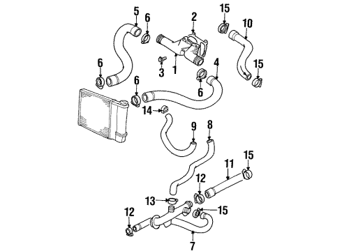 1995 BMW 318ti Cooling System Water Hose Diagram for 11531739551
