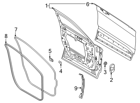 2020 Lincoln Aviator Front Door Door Shell Cover Diagram for GD9Z-54240A52-A