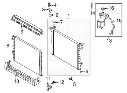 2022 Genesis G80 Radiator & Components Screw-Tapping Diagram for 25235-3K020