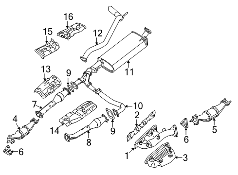 2008 Nissan Pathfinder Exhaust Components Exhaust Tube Assembly, Front Diagram for 20020-ZS00B