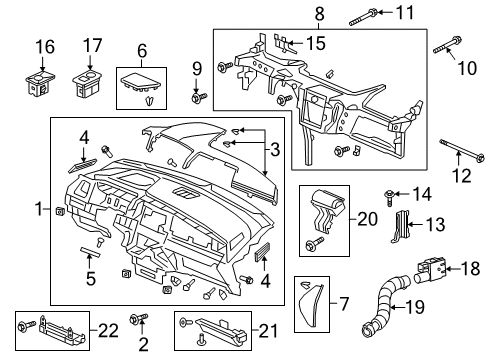 2021 Honda Odyssey Cluster & Switches, Instrument Panel Lid Assy., L. Instrument Side *NH900L* (DEEP BLACK) Diagram for 77216-THR-A00ZA