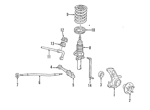 1998 Ford Windstar Front Suspension Components, Lower Control Arm, Stabilizer Bar Stabilizer Link Diagram for 8R3Z-5K483-A