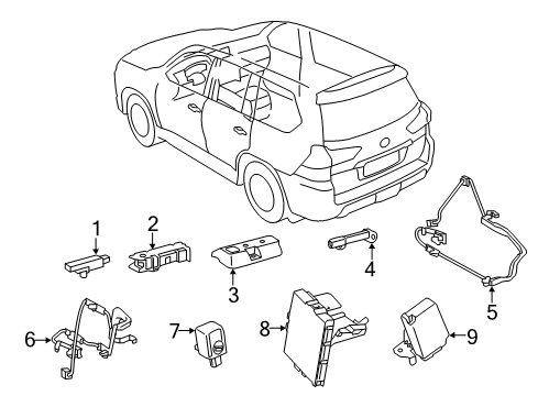 2020 Lexus LX570 Keyless Entry Components Transmitter Sub-Assembly Diagram for 89904-48Q90