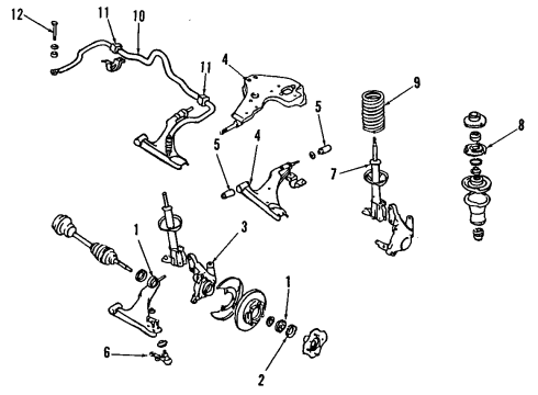 1988 Nissan Stanza Front Suspension Components, Lower Control Arm, Upper Control Arm, Stabilizer Bar BUSHING STABILIZER Diagram for 54613-29R00