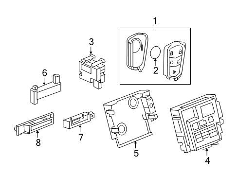 2018 Cadillac XT5 Keyless Entry Components Mount Bracket Diagram for 84402414