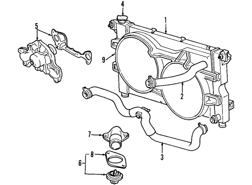 1998 Dodge Grand Caravan Cooling System, Radiator, Water Pump, Cooling Fan Engine Cooling Radiator Diagram for 4682976AC