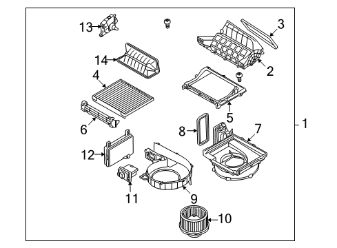 2013 Hyundai Genesis A/C & Heater Control Units Blower Unit Diagram for 97100-3M555