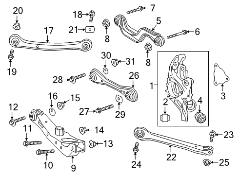 2022 Cadillac XT4 Rear Suspension Lower Control Arm Diagram for 84496960