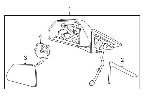 2010 Cadillac CTS Outside Mirrors Mirror Assembly Diagram for 25828083