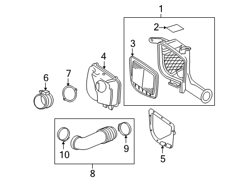 2006 Cadillac STS Air Intake Inlet Duct Clamp Diagram for 15147462