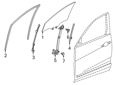 2020 Acura RDX Front Door Sash, Front Right Door Front Diagram for 72230-TJB-A02