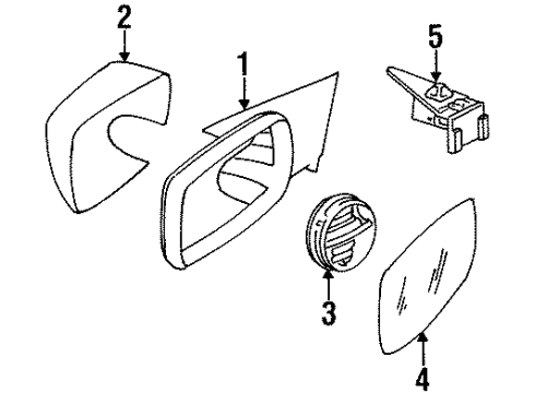 1991 BMW 850i Outside Mirrors Covering Right Diagram for 51168124658