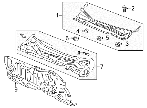 2018 Acura TLX Cowl Dashboard Lower Com Diagram for 61500-TZ4-A00ZZ