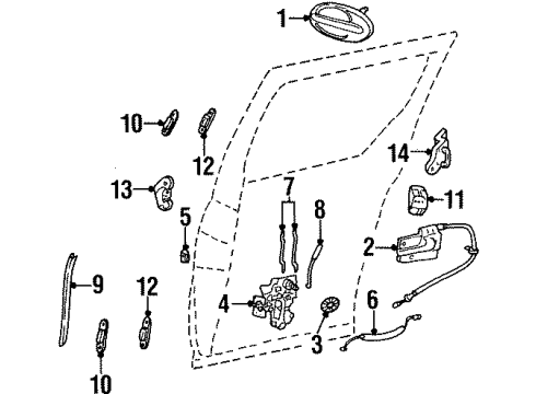 1999 Ford Windstar Side Loading Door - Lock & Hardware Guide Plate Diagram for XF2Z-16268B66-AA