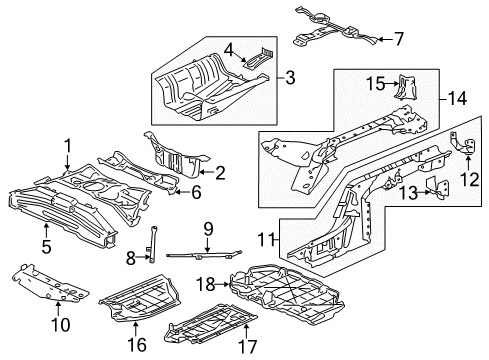 2013 Honda CR-Z Rear Body - Floor & Rails Stiffener, RR. Jack Diagram for 65513-SZT-G00ZZ