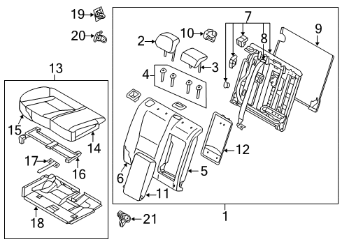 2013 Hyundai Elantra GT Rear Seat Components Rear Seat Back Armrest Assembly Diagram for 89900-A5100-SGC