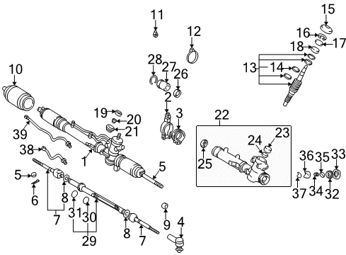 1996 Toyota RAV4 Steering Column & Wheel, Steering Gear & Linkage Power Steering Gear Assembly(For Rack & Pinion) Diagram for 44250-42020