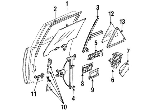 1990 Nissan Stanza Door & Components Weatherstrip-Rear Corner, RH Diagram for 82272-51E00