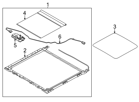 2022 Hyundai Palisade Sunroof Rear Panorama Roof Glass Assembly Diagram for 81640-S8100