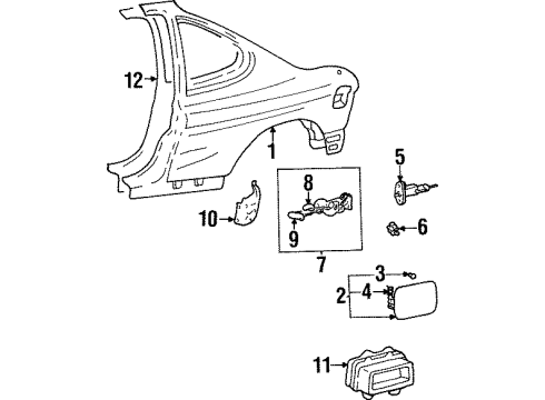 1999 Hyundai Tiburon Fuel Door Catch & Cable Assembly-Fuel Filler Diagram for 81590-27001