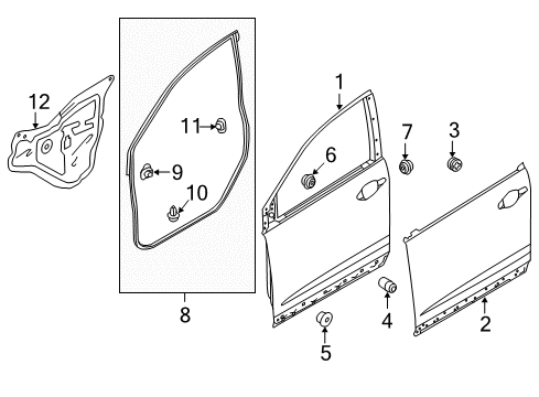 2015 Honda CR-V Front Door Skin, R FR Door Diagram for 67111-T0A-A00ZZ