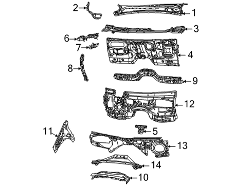 2021 Jeep Grand Cherokee L Cowl SILENCER-Dash Panel Diagram for 68360742AB