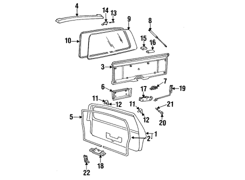 1988 Chevrolet Cavalier Lift Gate Striker Asm-Lift Gate Lock Diagram for 20547076