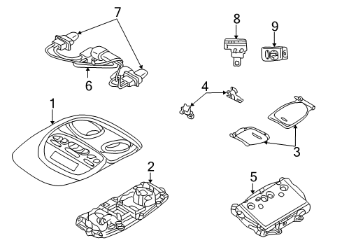 2004 Dodge Ram 1500 Overhead Console Lens-Reading Lamp Diagram for 5183271AA