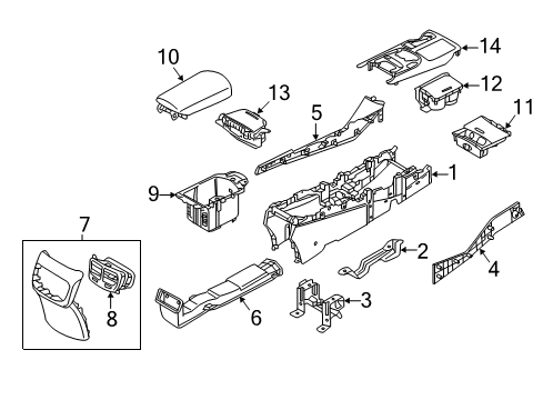 2017 Kia K900 Center Console Tray Assembly-UPR Cover Diagram for 846753T175KAL