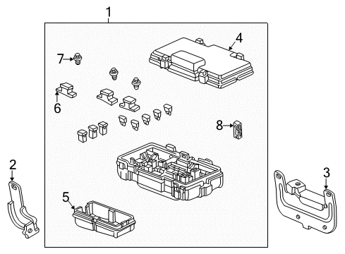 2005 Honda Element Electrical Components Box Assembly, Relay Diagram for 38250-SCV-A01