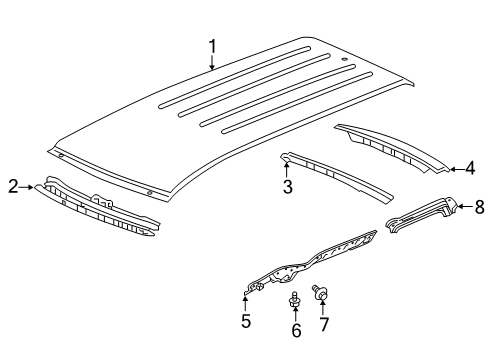 2020 Honda Odyssey Roof & Components Arch D, Roof Diagram for 62140-THR-A00ZZ