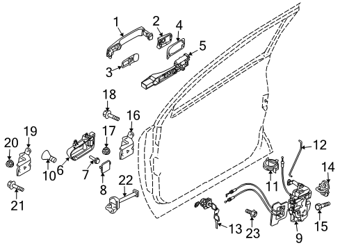 2008 Nissan Rogue Front Door Escutcheon-Outside Handle, LH Diagram for 80645-AM805