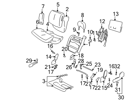 2003 Buick LeSabre Power Seats Bumper Nut Diagram for 11517996