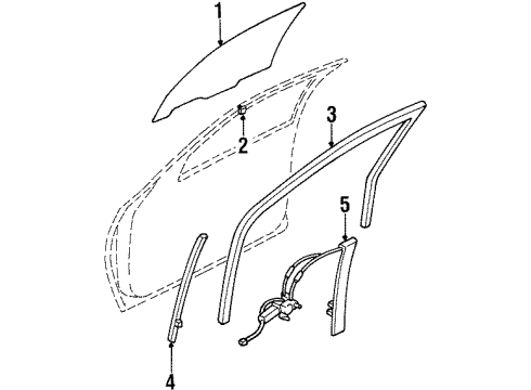 2001 Kia Sportage Front Door - Glass & Hardware Glass-Front , Door, RH Diagram for 0K07758511