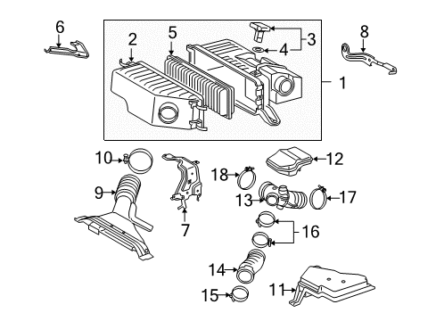 2007 Toyota Highlander Powertrain Control Air Inlet Diagram for 17750-20130