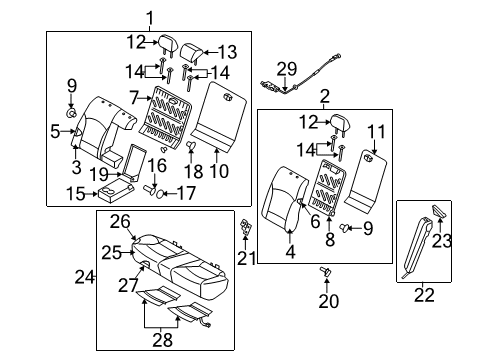 2011 Hyundai Sonata Rear Seat Components Headrest Assembly-Rear Seat Center Diagram for 89700-3Q010-Y3A