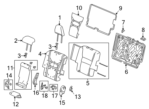 2022 Honda Passport Rear Seat Components Cover, Backboard Center *NH900L* (DEEP BLACK) Diagram for 81713-TZ5-A11ZF