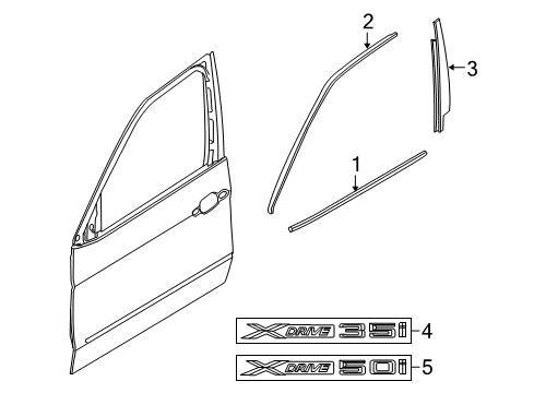 2009 BMW X6 Exterior Trim - Front Door Channel Cover, Exterior, Door, Front Left Diagram for 51337187215