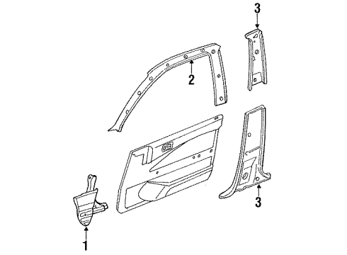 1992 Ford Escort Interior Trim - Pillars, Rocker & Floor Windshield Pillar Trim Diagram for F1CZ6151752C