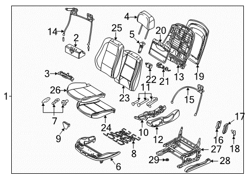 2004 BMW 330Ci Front Seat Components Seat Cover Cloth Diagram for 52107047023