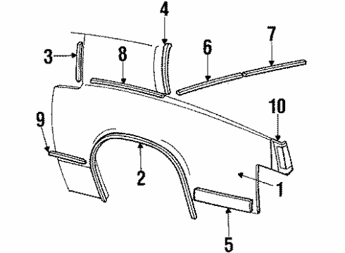 1985 Cadillac Eldorado Quarter Panel & Components Molding Diagram for 20269422