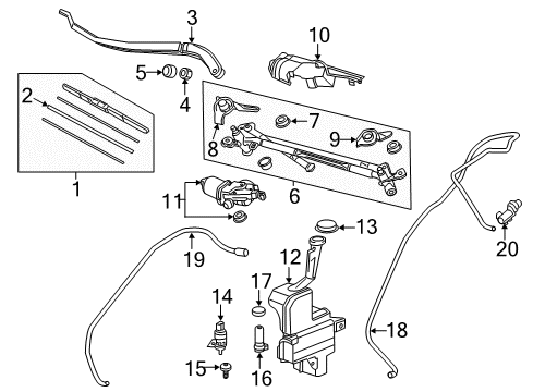 2016 Acura MDX Wiper & Washer Components Motor, Front Wiper Diagram for 76505-TZ5-A01