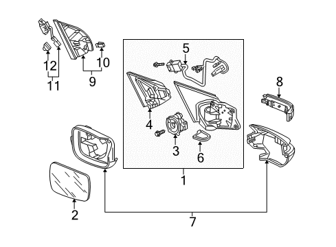 2011 Acura ZDX Mirrors Mirror Sub Assembly R Diagram for 76203-SZN-A01