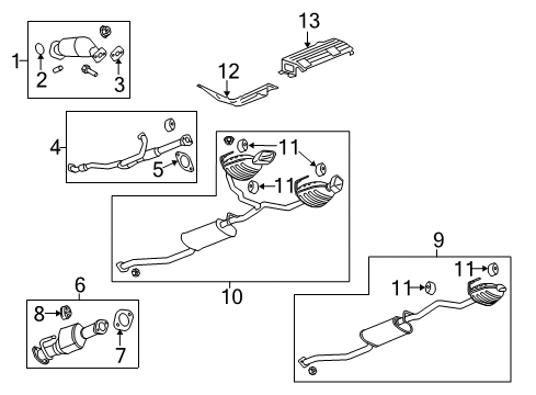 2013 Chevrolet Traverse Exhaust Components Muffler Asm-Exhaust Rear (W/ Exhaust Pipe) Diagram for 23165043