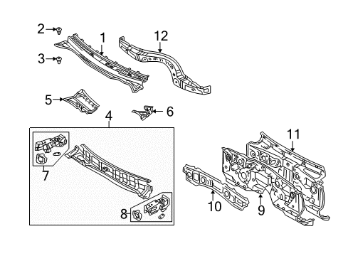 2005 Lexus IS300 Cowl Panel Sub-Assy, Dash Diagram for 55101-53101