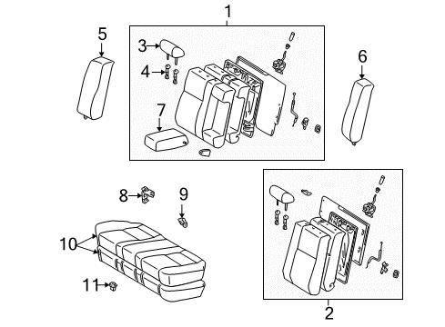 1999 Toyota Camry Rear Seat Components Seat Cushion Diagram for 71460-33281-B0